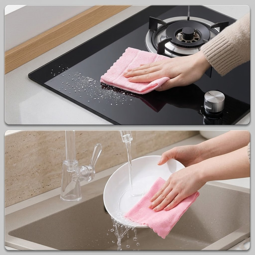 Polishpops® Reusable Microfiber Cleaning Towels (80 Count Roll) - Ultra Absorbent & Lint-Free Washable Rags, Multi-Purpose Tear-Off Dish Cloths for Household Deep Cleaning