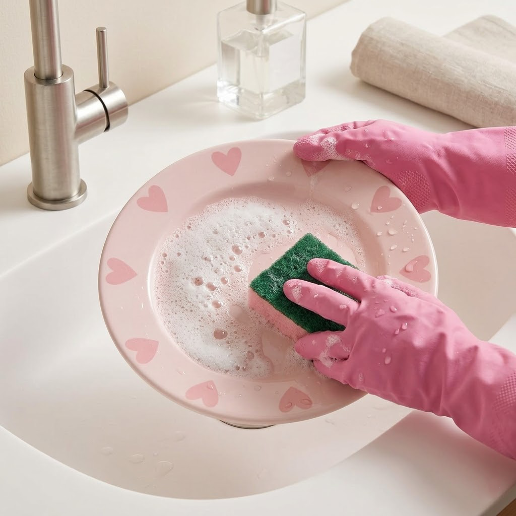 Polishpops® 4 Pairs Rubber Kitchen Dishwashing Gloves - Colorful Reusable Household Cleaning Gloves, Flexible, Durable & Non-Slip Grip