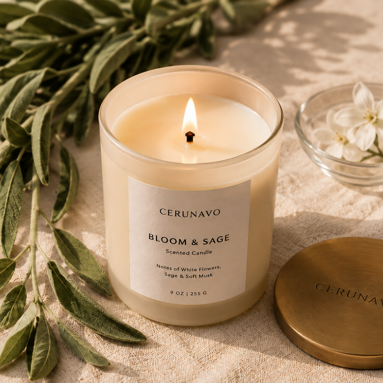 CERUNAVO Bloom & Sage Candle