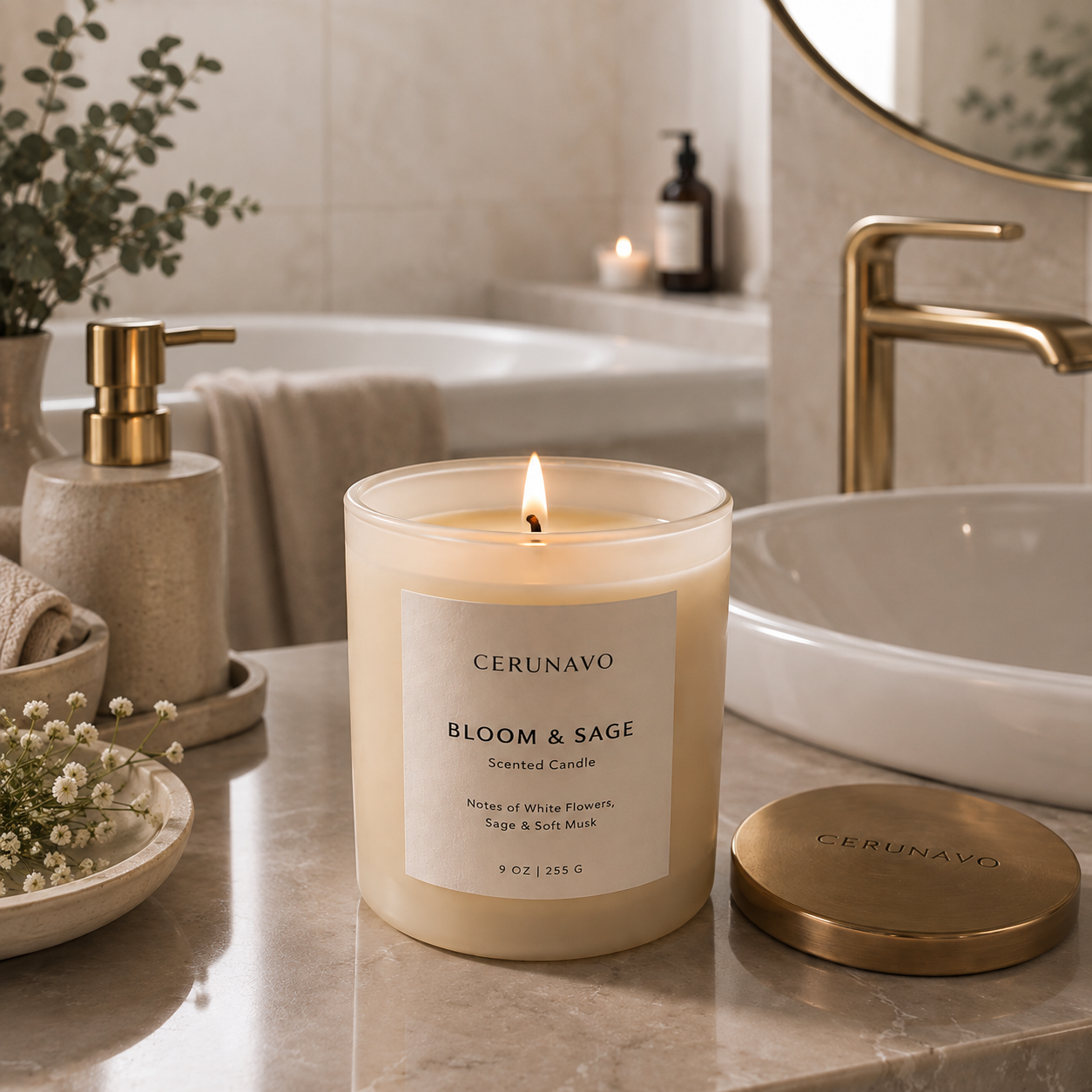 CERUNAVO Bloom & Sage Candle