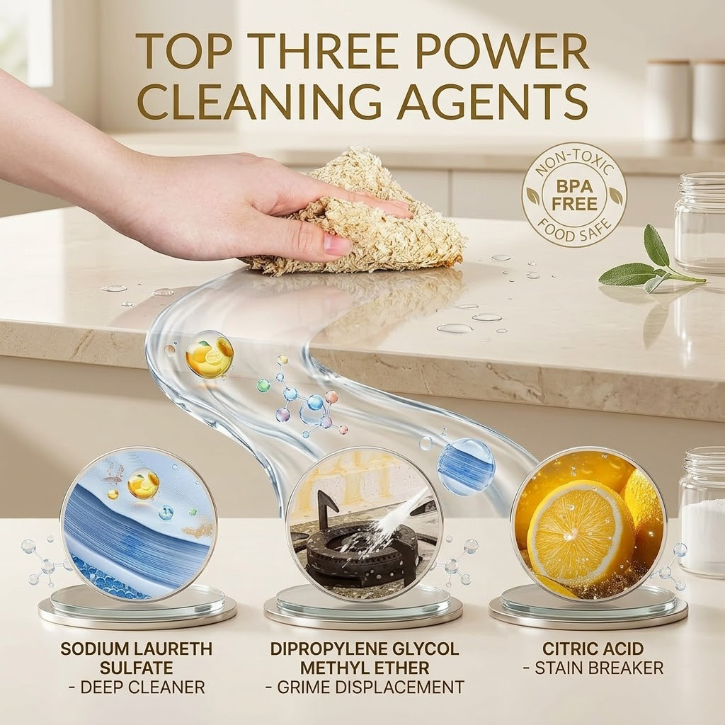 Polishpops® Heavy Duty Kitchen Degreaser - Powerful Foaming Cleaning Spray for Deep Grease Removal, Multi-Purpose Household Degreaser