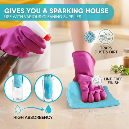 Cerunavo® 24-Pack Premium Microfiber Cleaning Cloths - Highly Absorbent & Lint-Free Reusable Towels for Home Cleaning