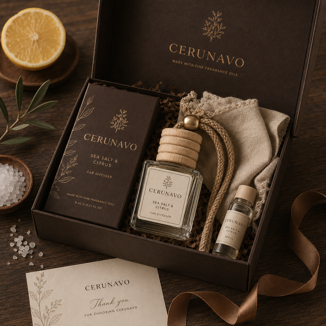 CERUNAVO Sea Salt & Citrus Car Diffuse