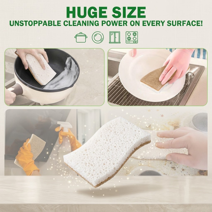 Polishpops® Premium Natural Cellulose Sponges - Large Non-Scratch Dish Scrubber for Non-Stick Pans and Kitchen Surfaces