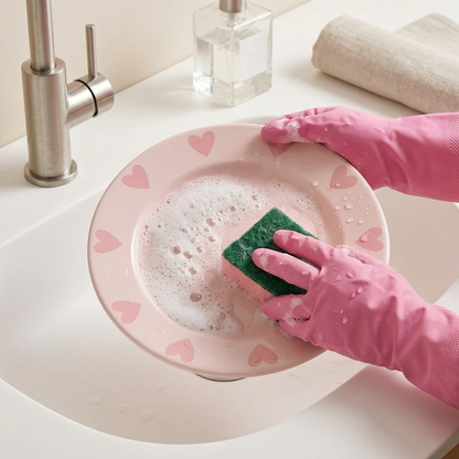 Polishpops® 4 Pairs Rubber Kitchen Dishwashing Gloves - Colorful Reusable Household Cleaning Gloves, Flexible, Durable & Non-Slip Grip